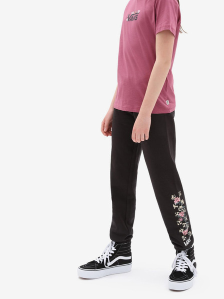Vans Čierne dievčenské tepláky s kvetinovou potlačou VANS Leopard