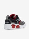 Geox Červeno-šedé chlapčenské slip on tenisky so svietiacou podrážkou Geox