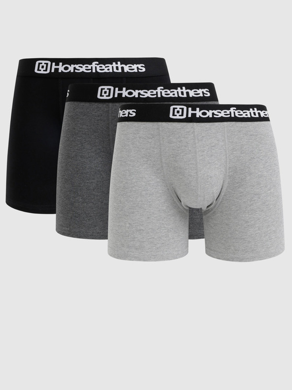 Horsefeathers Súprava troch boxeriek Horsefeathers Dynasty v sivej a čiernej farbe