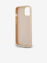 DKNY PU kožený zadný kryt s károvaným vzorom a pruhmi pre iPhone 13 ružový DKNY