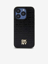 DKNY PU kožený zadný kryt s opakujúcim sa vzorom s logom Magsafe pre iPhone 12/12 Pro Black DKNY