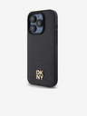 DKNY PU kožený zadný kryt s opakujúcim sa vzorom s logom Magsafe pre iPhone 12/12 Pro Black DKNY