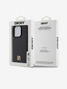 DKNY PU kožený zadný kryt s opakujúcim sa vzorom s logom Magsafe pre iPhone 12/12 Pro Black DKNY