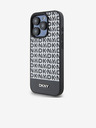 DKNY PU kožený zadný kryt Repeat Pattern Bottom Stripe MagSafe pre iPhone 14 Pro Max Black DKNY