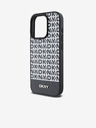 DKNY PU kožený zadný kryt Repeat Pattern Bottom Stripe MagSafe pre iPhone 14 Pro Max Black DKNY