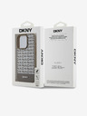 DKNY PU kožený zadný kryt Repeat Pattern Bottom Stripe MagSafe pre iPhone 13 Pro Max Brown DKNY