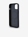 DKNY PU kožený zadný kryt Repeat Pattern Bottom Stripe MagSafe pre iPhone 14 Black DKNY