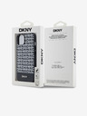 DKNY PU kožený zadný kryt Repeat Pattern Bottom Stripe MagSafe pre iPhone 14 Black DKNY