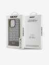 DKNY PU kožený zadný kryt Repeat Pattern Bottom Stripe MagSafe pre iPhone 13 Pro Brown DKNY