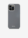 DKNY Liquid Silicone Silver Metal Logo Magsafe zadný kryt pre iPhone 15 Pro Max Grey DKNY