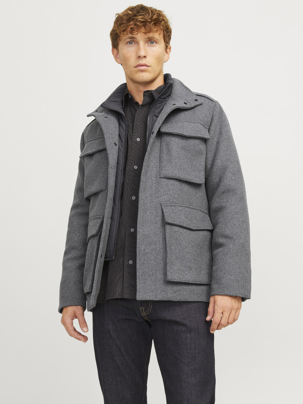 Jack & Jones Šedá pánska bunda Jack & Jones