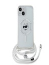 Karl Lagerfeld Karl Lagerfeld IML Crossbody Choupette Head Magsafe zadný kryt pre iPhone 15 Transparent
