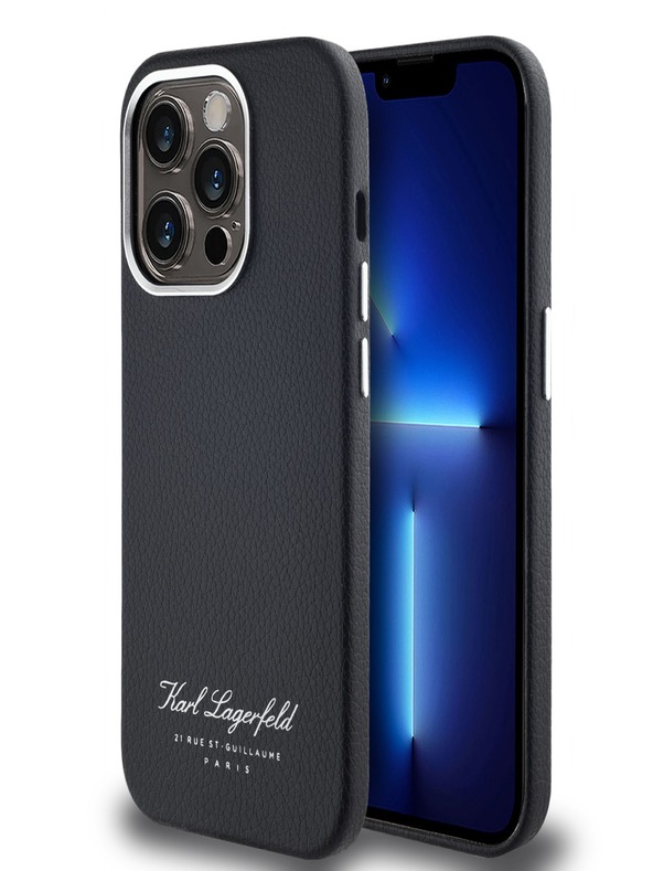 Karl Lagerfeld Grained PU Hotel RSG zadný kryt pre iPhone 14 Pro čierny Karl Lagerfeld