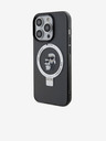 Karl Lagerfeld Ringstand Karl a Choupette MagSafe zadný kryt pre iPhone 15 Pro čierny Karl Lagerfeld