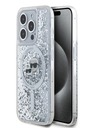 Karl Lagerfeld Karl Lagerfeld Liquid Glitter Karl and Choupette Heads MagSafe zadný kryt pre iPhone 15 Pro Max Transparent