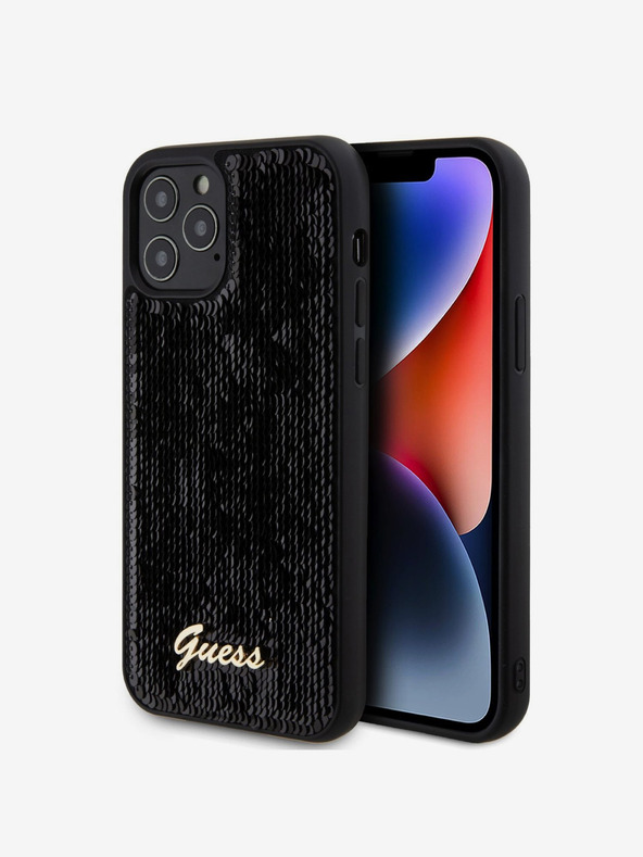 Guess Zadný kryt Guess Sequin Script Logo pre iPhone 12/12 Pro Black