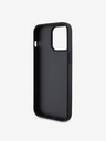 Guess PU 4G Strass Triangle Metal Logo Zadní Kryt pro iPhone 15 Pro Max Black Obal na telefón