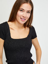 Guess Čierne dámske rebrované cropped tričko Guess
