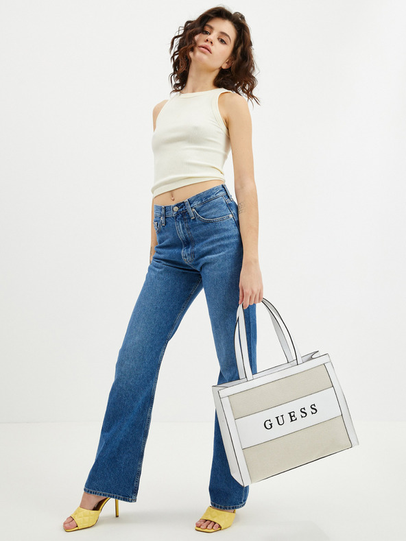 Guess Bielo-béžová dámska kabelka Guess Monique Tote Bag