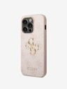 Guess Guess PU 4G kovový zadný kryt s logom pre iPhone 14 Pro Max ružový
