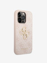 Guess Guess PU 4G kovový zadný kryt s logom pre iPhone 14 Pro Max ružový