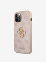 Guess Guess PU 4G Kovové logo Zadný kryt pre iPhone 12 Pro Max Ružový