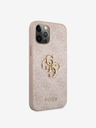 Guess Guess PU 4G Kovové logo Zadný kryt pre iPhone 12 Pro Max Ružový