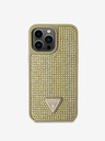 Guess Guess Rhinestones Triangle Metal Logo Cover pre iPhone 14 Pro Max Gold