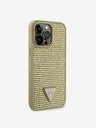 Guess Guess Rhinestones Triangle Metal Logo Cover pre iPhone 14 Pro Max Gold