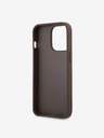 Guess PU 4G Metal Logo Zadní Kryt pro iPhone 14 Pro Brown Obal na telefón