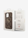Guess PU 4G Metal Logo Zadní Kryt pro iPhone 14 Pro Brown Obal na telefón