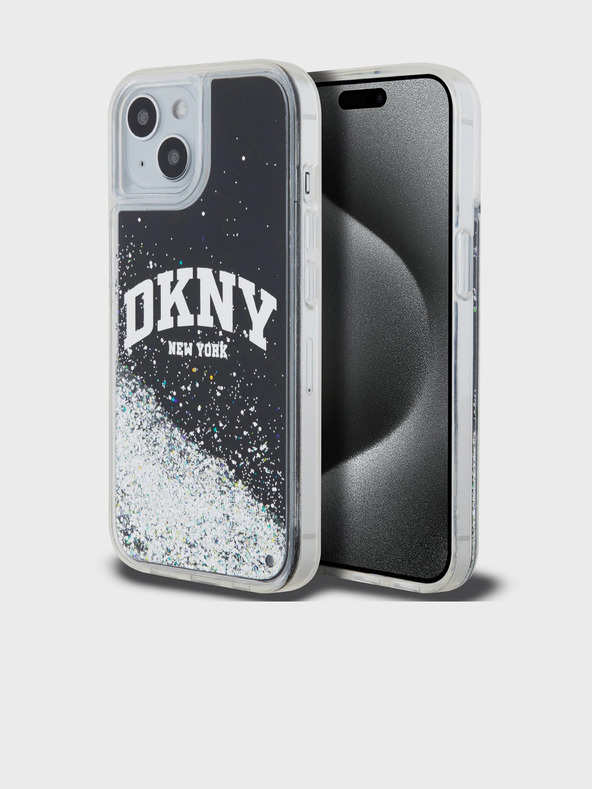 DKNY Liquid Glitter Arch Logo zadný kryt pre iPhone 11 čierny DKNY