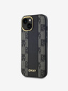 DKNY PU kožený károvaný zadný kryt so vzorom Magsafe pre iPhone 15 čierny DKNY