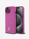 DKNY PU kožený zadný kryt Magsafe s opakujúcim sa vzorom a logom pre iPhone 15 Pink DKNY