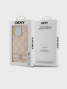 DKNY PU kožený zadný kryt so šachovnicovým vzorom a pruhmi pre iPhone 15 Pro Pink DKNY