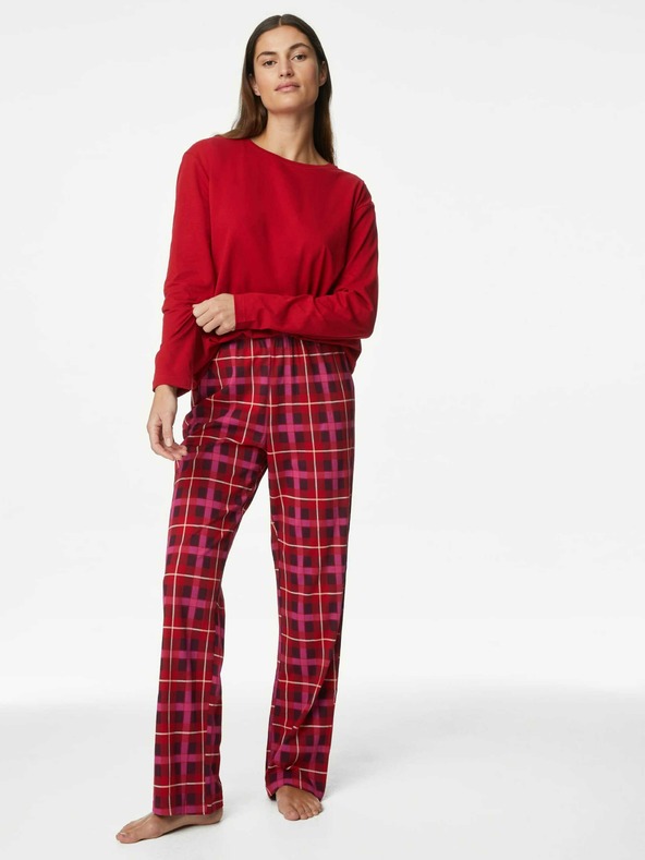 Marks & Spencer Pyžamová súprava z čistej bavlny s potlačou Marks & Spencer červená
