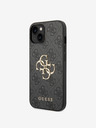 Guess Guess PU 4G kovové logo zadný kryt pre iPhone 15 sivý