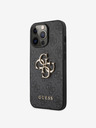 Guess PU 4G Metal Logo Zadní Kryt pro iPhone 13 Pro Grey Obal na telefón