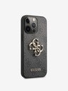 Guess PU 4G Metal Logo Zadní Kryt pro iPhone 13 Pro Grey Obal na telefón