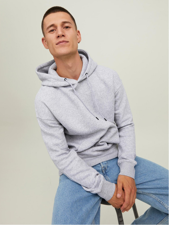 Jack & Jones Svetlošedá pánska mikina Jack & Jones Star Hoodie