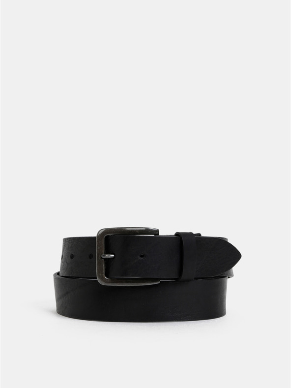 Jack & Jones Čierny kožený opasok Jack & Jones Victor