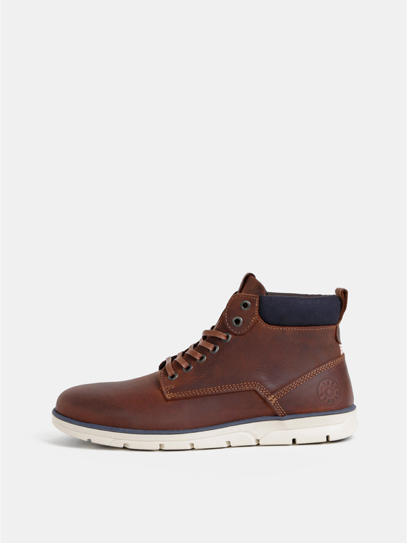 Jack & Jones Hnedé pánske kožené členkové topánky Jack & Jones Tubar