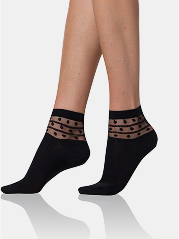Bellinda Čierne dámske ponožky s ozdobným detailom Bellinda TRENDY COTTON SOCKS