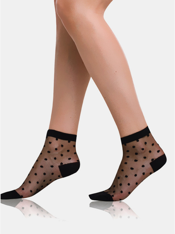Bellinda Čierne dámske bodkované hodvábne ponožky Bellinda TRENDY SOCKS