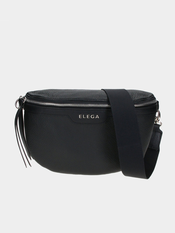 Elega Čierna dámska kožená crossbody kabelka ELEGA Festy