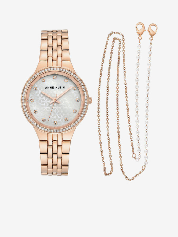 Anne Klein Súprava hodiniek a retiazky Anne Klein z ružového zlata