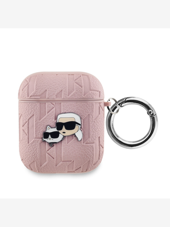 Karl Lagerfeld Karl Lagerfeld PU Embossed Karl and Choupette Head Case pre AirPods 1/2 Pink