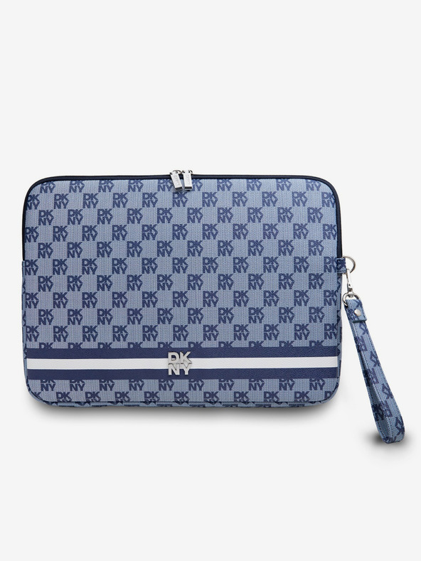 DKNY DKNY PU kožený kryt na notebook s károvaným vzorom a prúžkami 13/14 modrý"