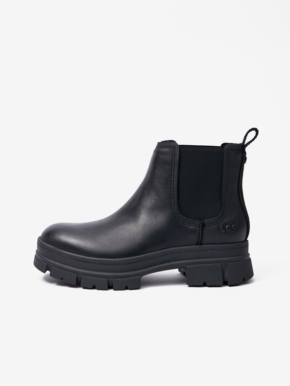 UGG Čierne dámske kožené topánky UGG Ashton Chelsea Boots
