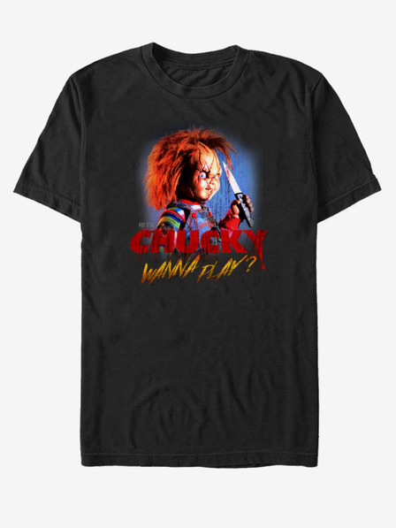 ZOOT.Fan Čierne unisex tričko ZOOT.Fan NBCU Chucky Creepy Wanna Play